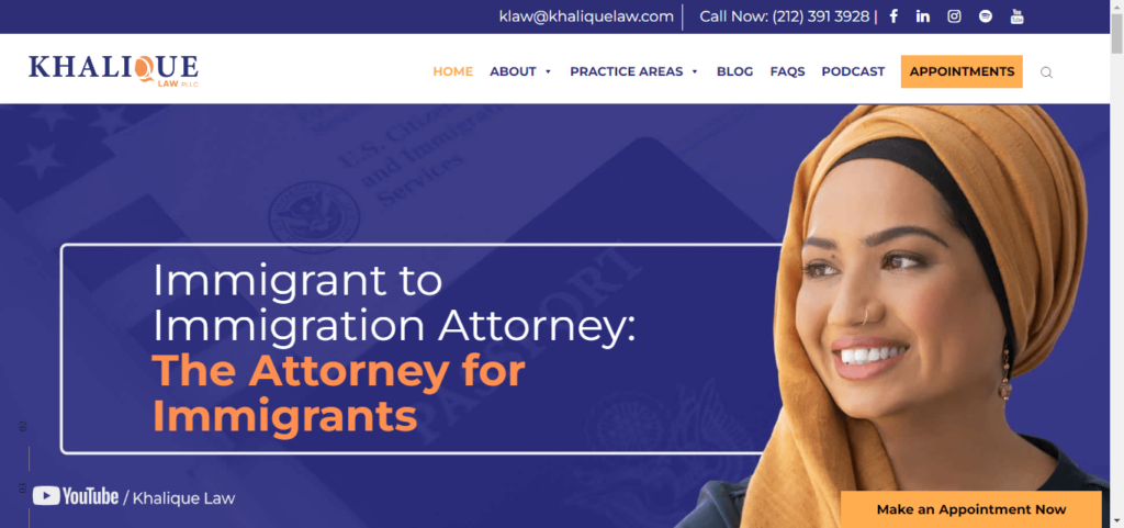 50 Best Immigration Attorney Website Designs 14 Khalique Law