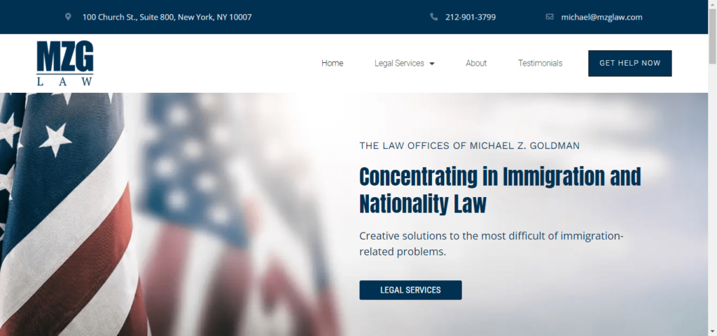 50 Best Immigration Attorney Website Designs 18 Michael Z Goldman Law