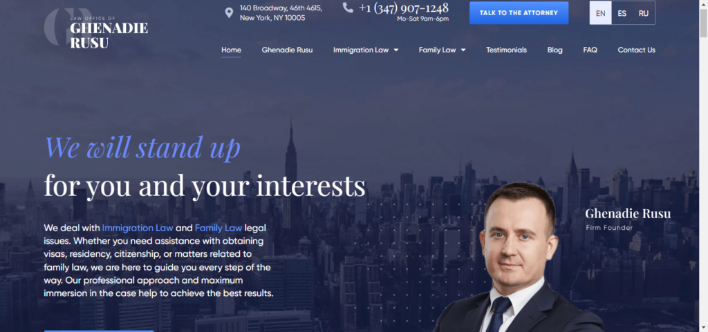 50 Best Immigration Attorney Website Designs 31 Rusu Law