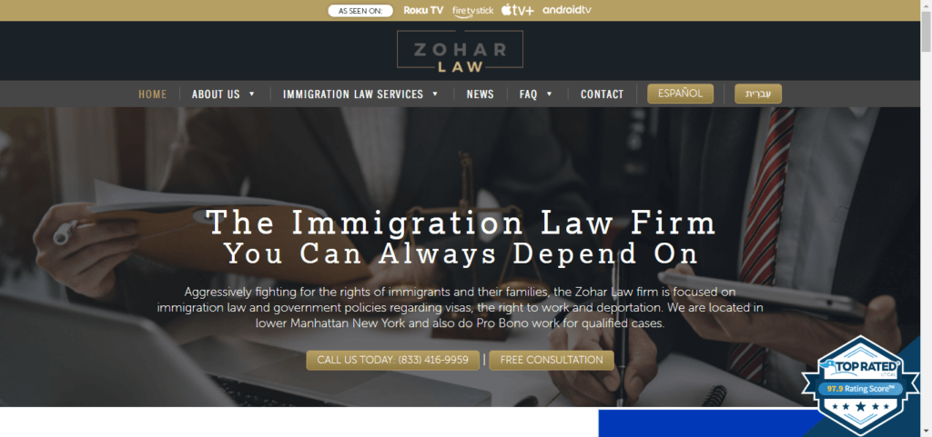 50 Best Immigration Attorney Website Designs 27 Zohar Law PLLC
