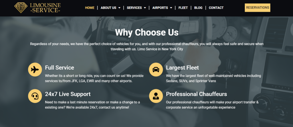 Limousine Service Website Design 14 agalimo