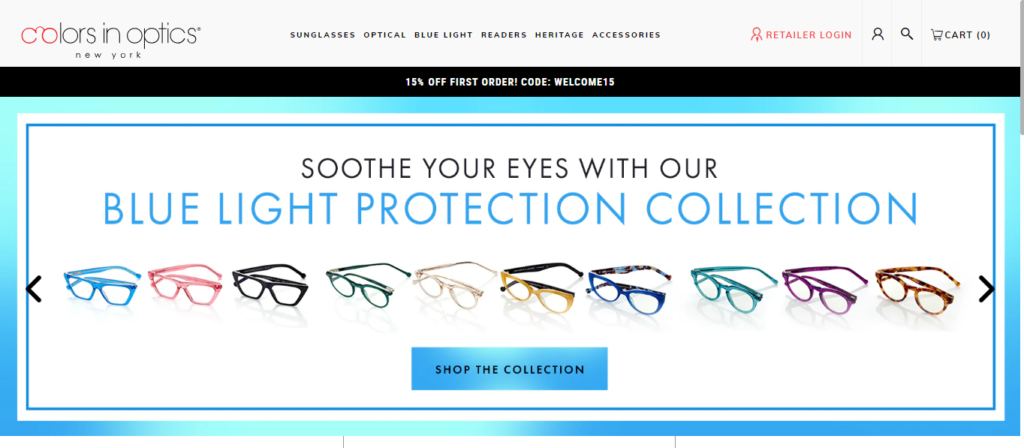 Optician Website Design 36 colorsinoptics