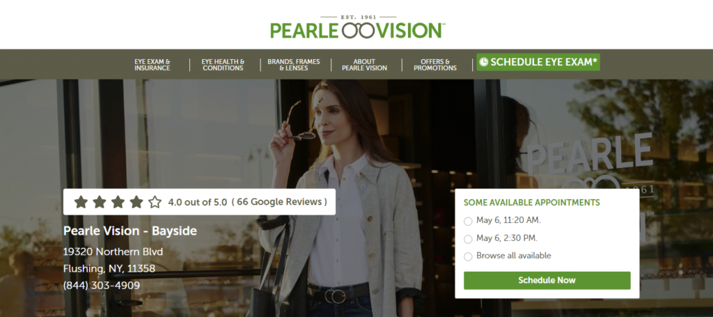 Optician Website Design 1 pearlevision