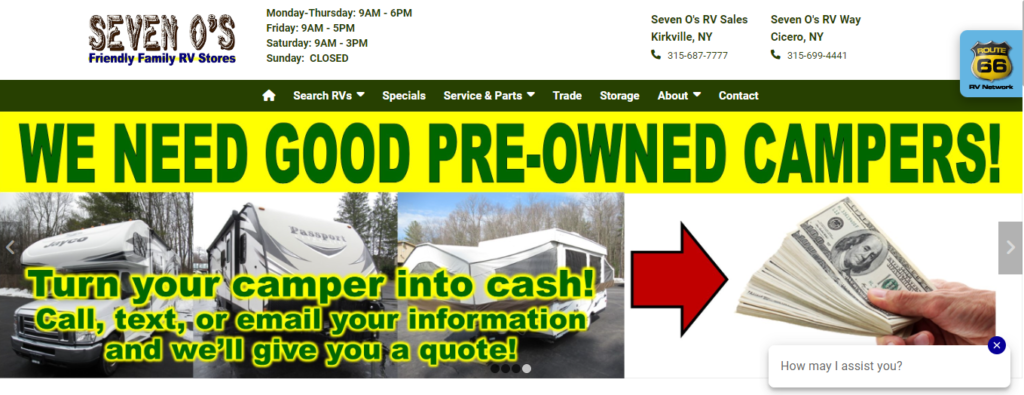 RV Dealer Website Design 10 sevenos