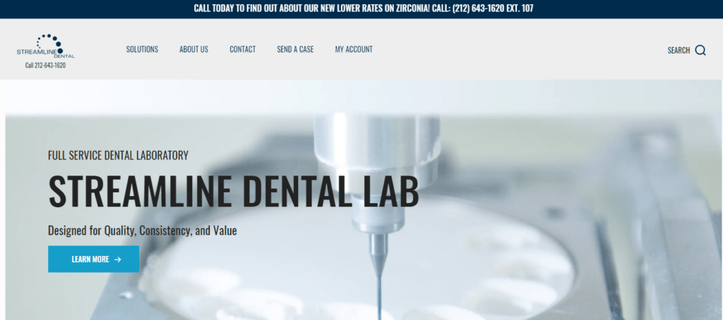 Dental laboratory Website Design 3 streamlinedental