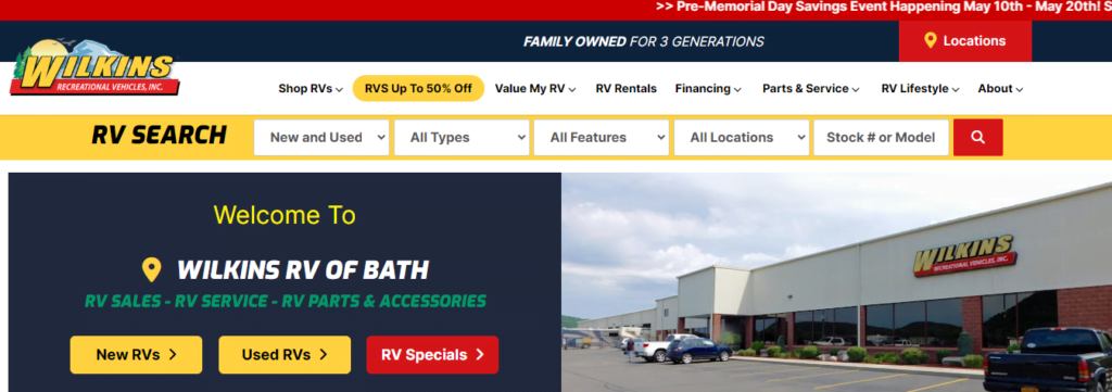 RV Dealer Website Design 9 wilkinsrv