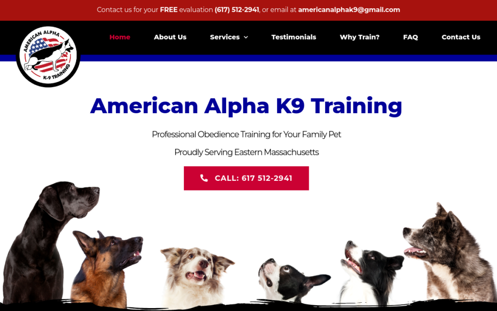 Dog Training website design 2 American Alpha K9 Training