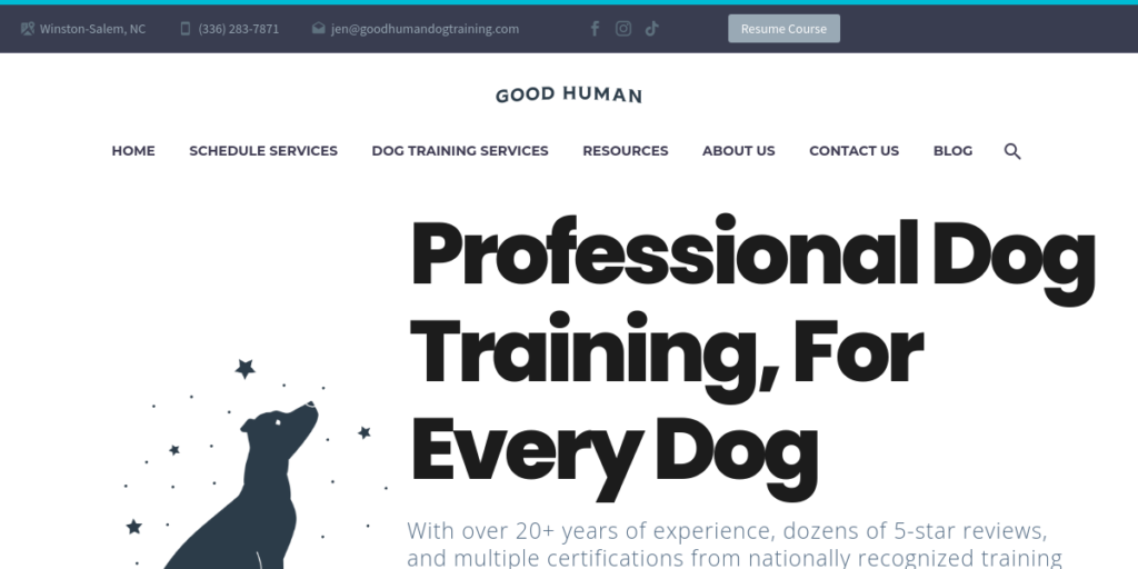 Dog Training website design 30 Good Human Dog Training